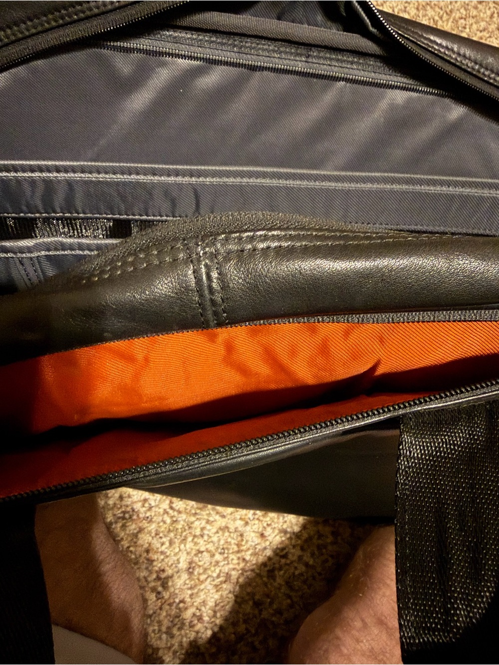 Briggs & Riley Black Leather Briefcase with Shoulder Strap - Picture 4 of 10